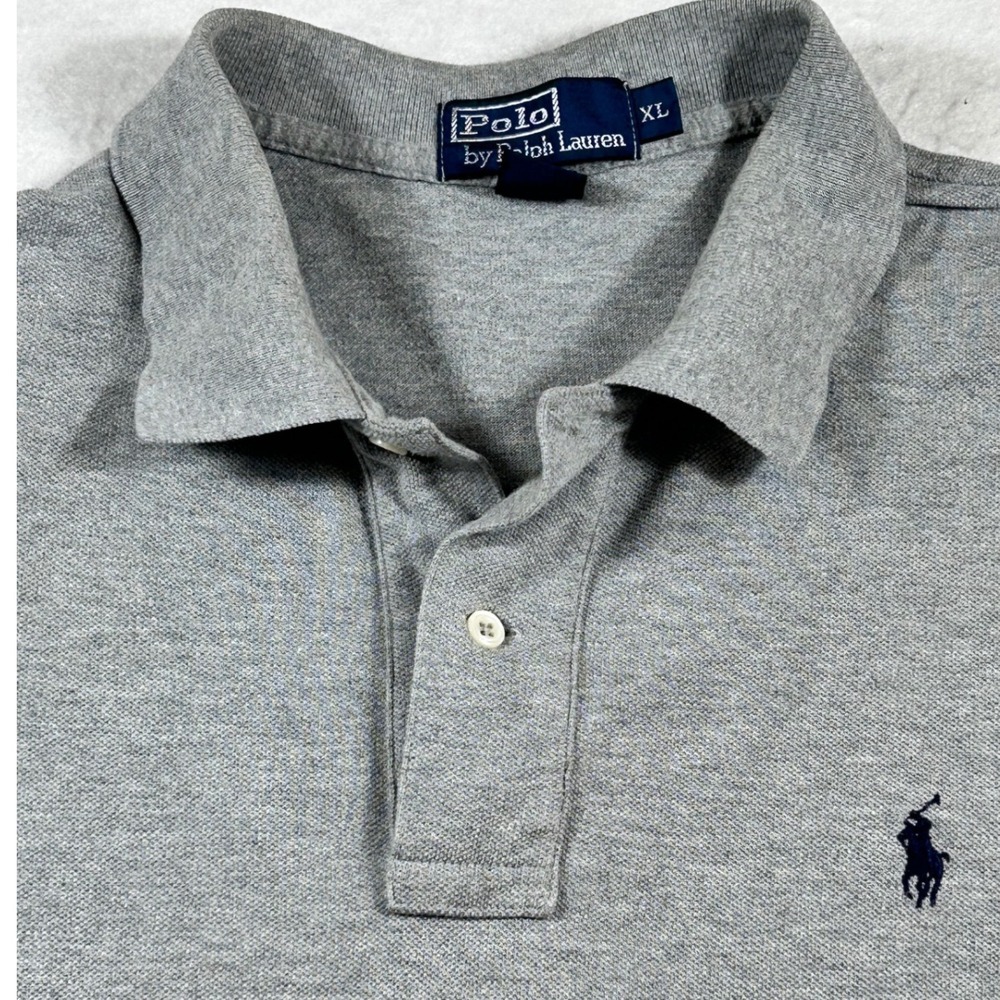 Polo Ralph Lauren Mens XL Gray Short Sleeve Pique Cotton Pony Logo Polo Shirt